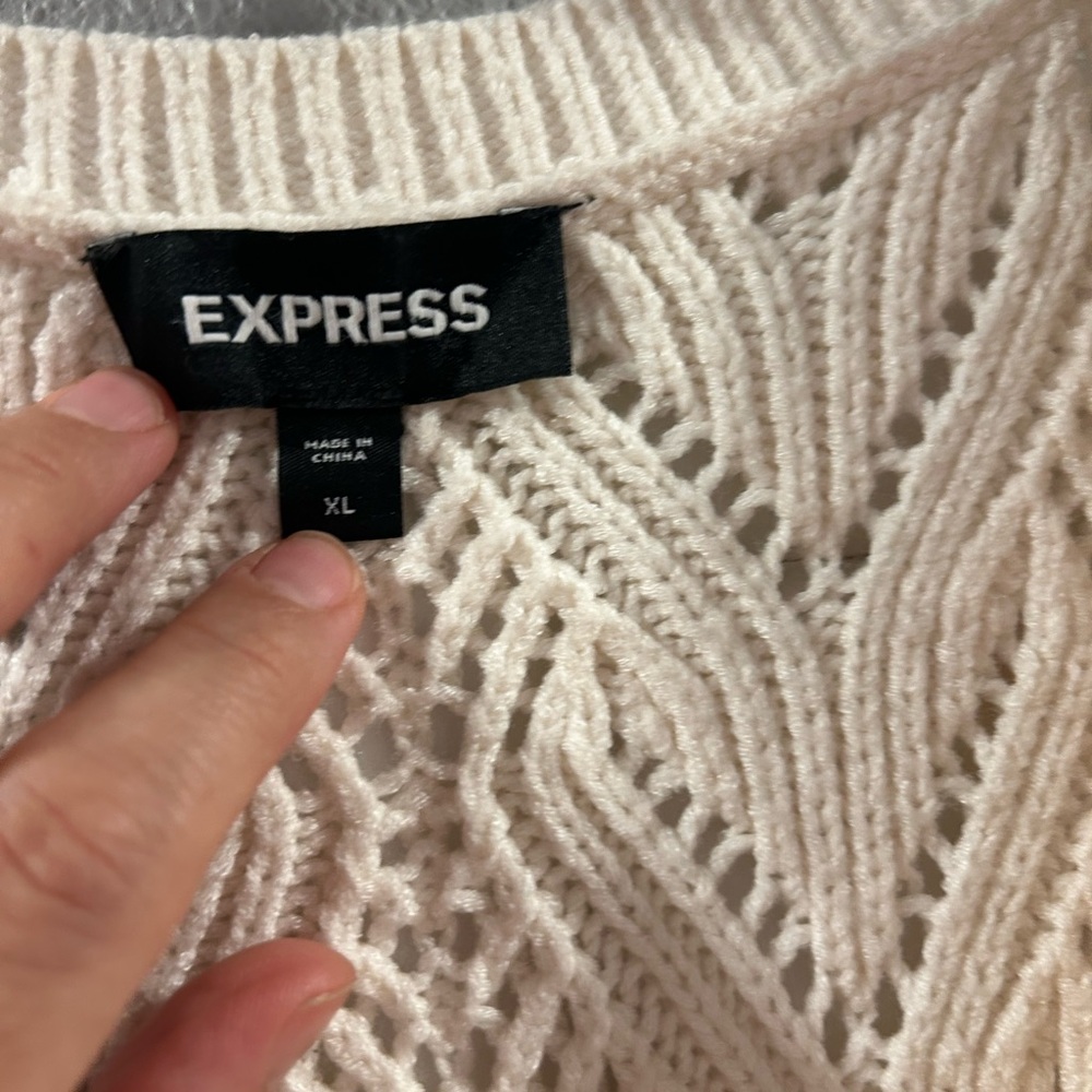 Express Ivory Textured Knit Top - Picture 3 of 4